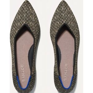 ROTHYS Women's W11.5 Pointed Toe Flats‎ Knit Comfort Shoes Gold Black